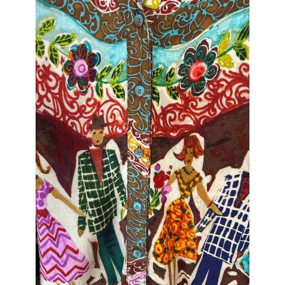 Jams World Jitterbug Women’s Top Size Small Button Front Tunic Art to Wear - Picture 7 of 10